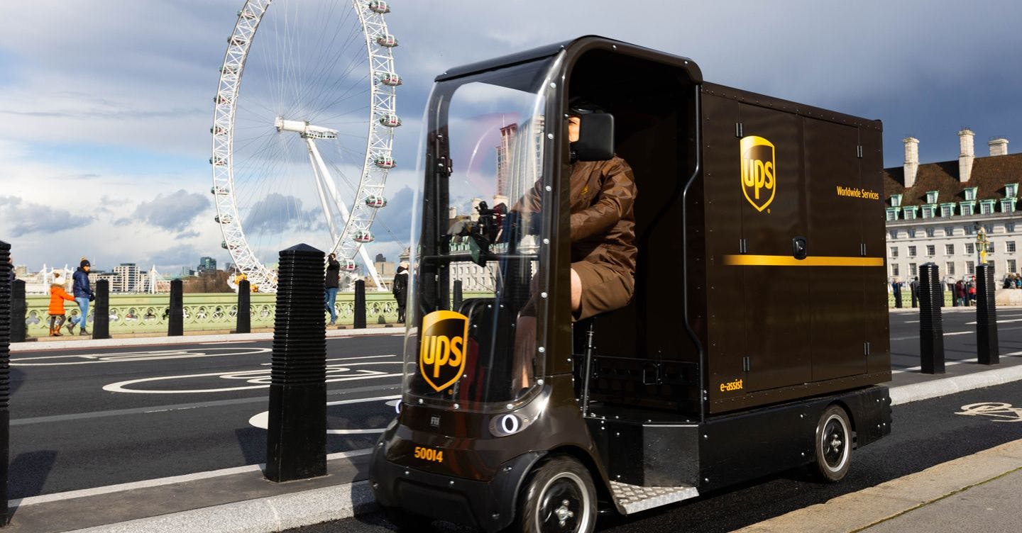 A UPS delivery bike in London