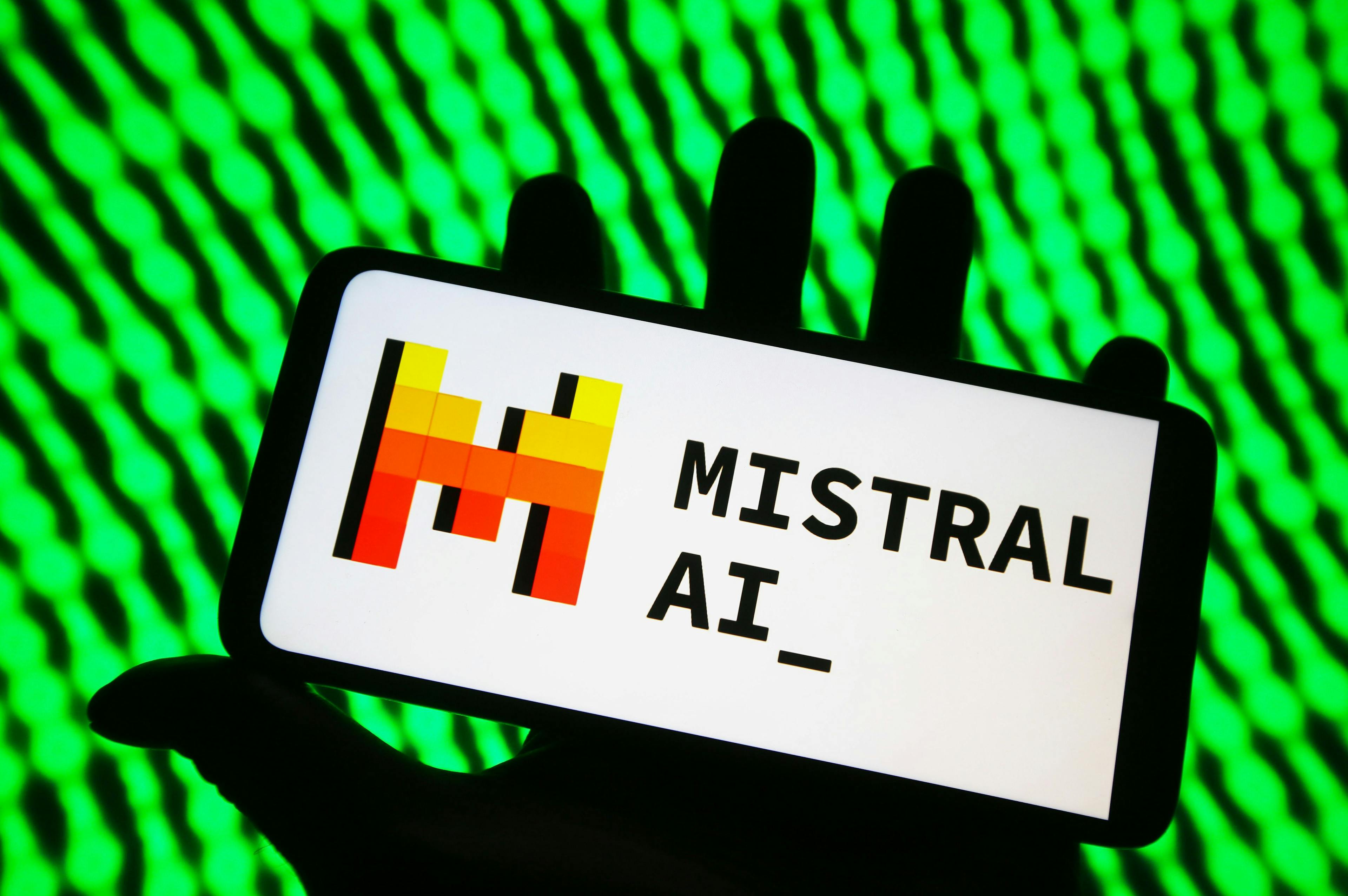An image of a Mistral logo on a screen.