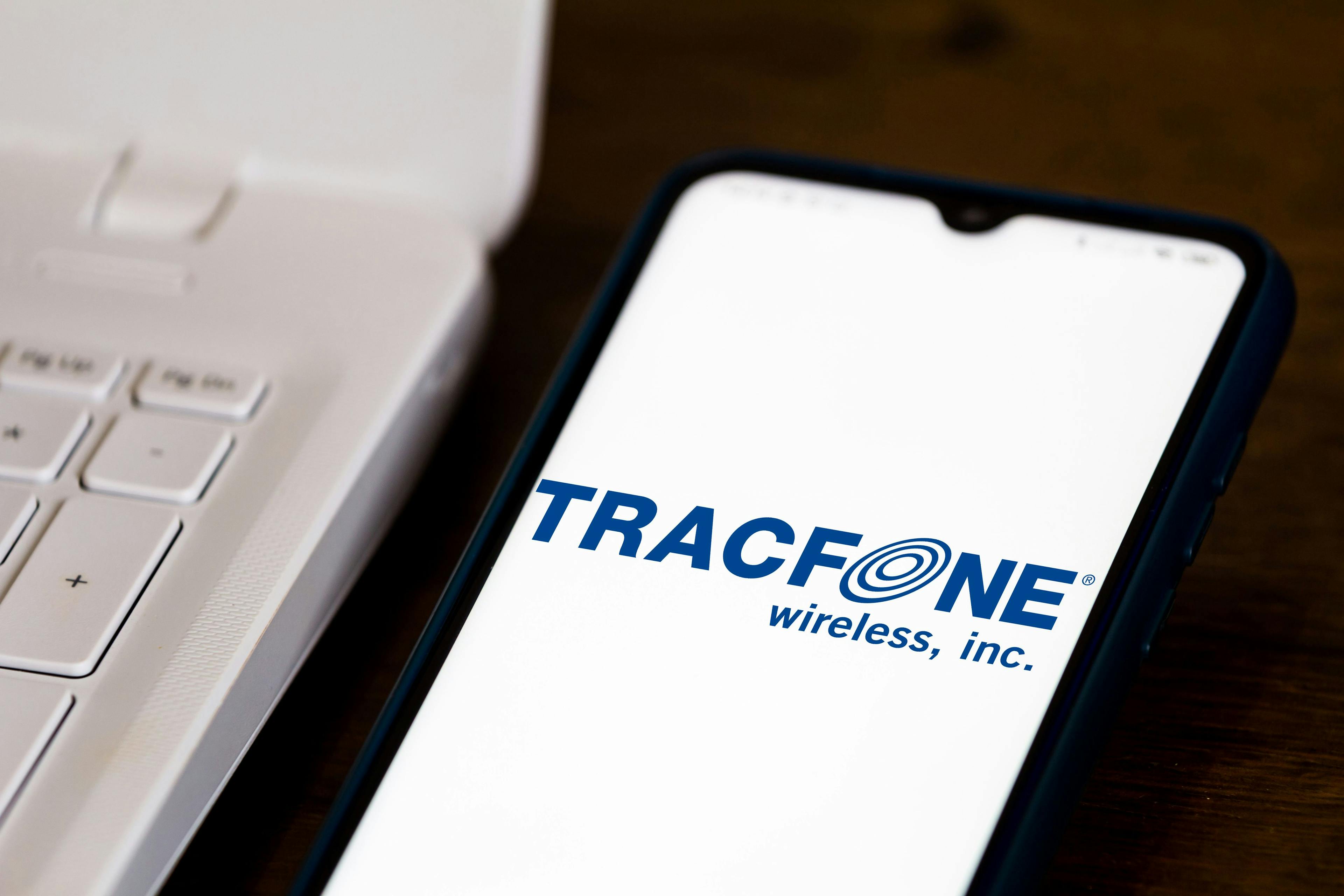 TracFone logo on a phone screen.