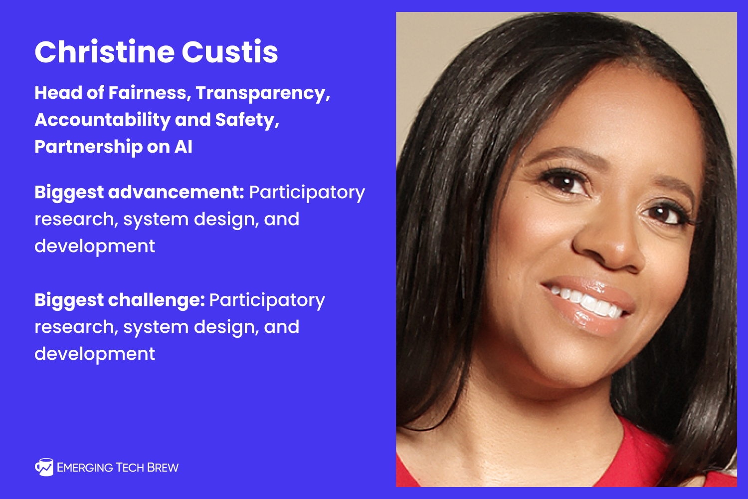 headshot of Chrstine Custis, head of fairness, transparency, accountability and safety at PAI