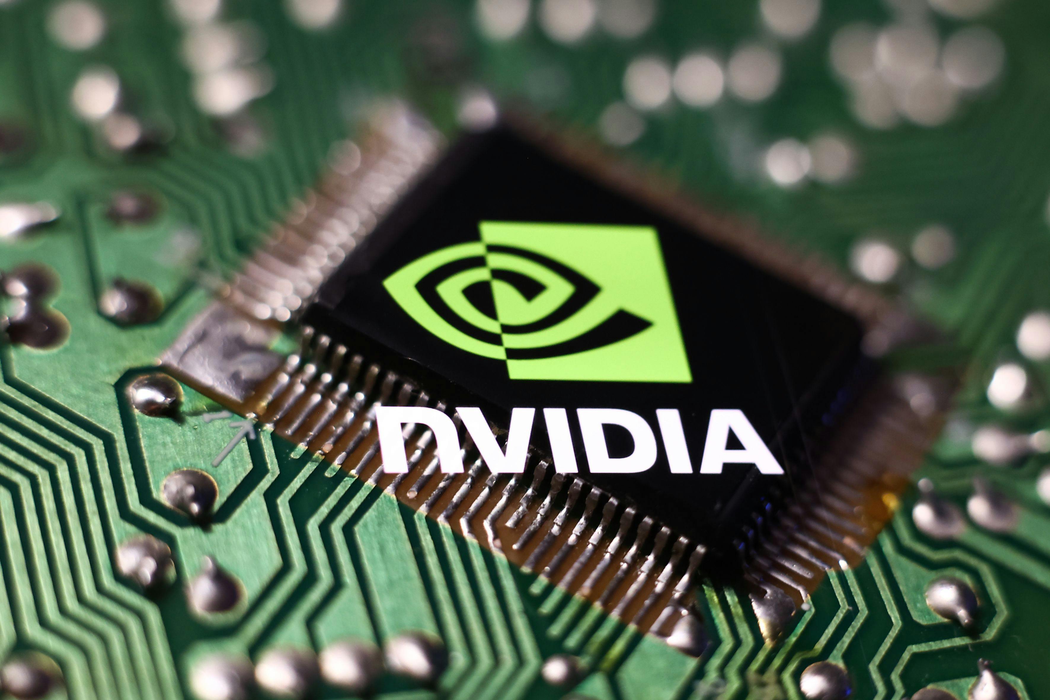 Nvidia logo displayed over microchip