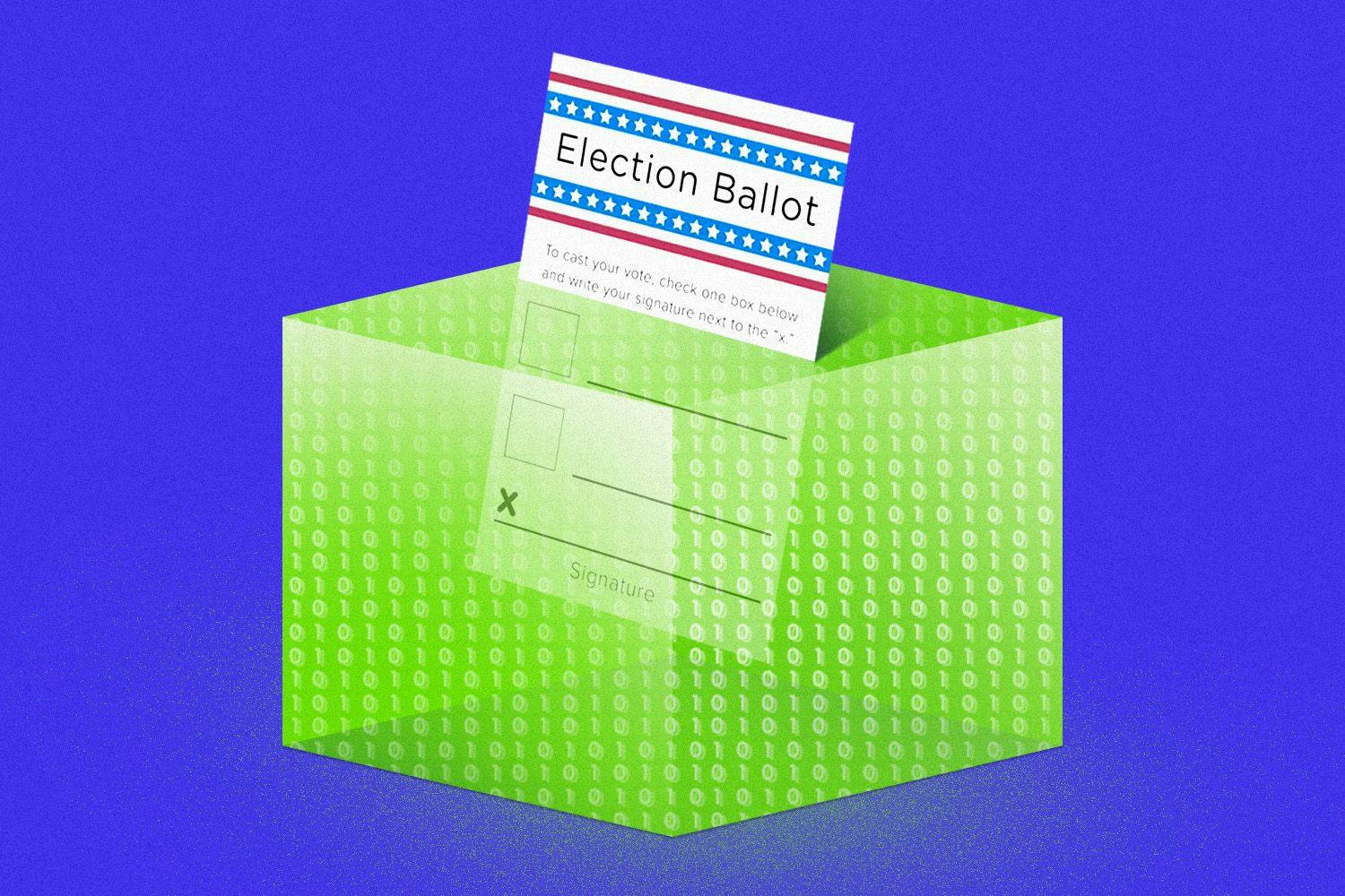 Illustration of a digitized ballot box.